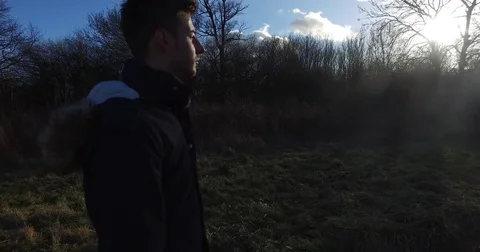 Camera moving around young man with "Get Ready" floating - 4 Stock-Footage 73484051