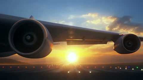 Camera moving close to airplane wing showing its engines rotating.. Stock Footage 116465085