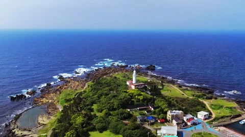 Camera Moving Closer to Nojimazaki Lighthouse, Chiba Coast Stock Footage 342266039