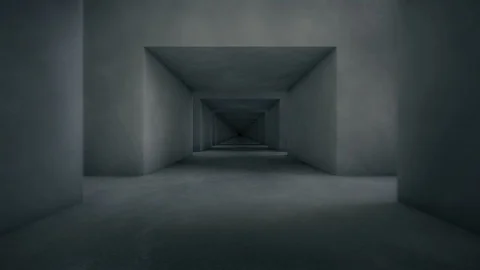 Camera moving into a concrete corridor loop Vidéo 100326278