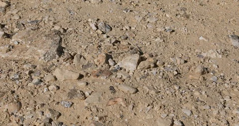 Camera moving up drom a small stones to hill in desert Vídeos de archivo 120981601