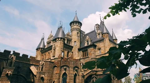 Camera moving to facade of medieval castle Stock Footage 65112361