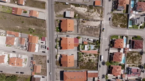 Camera moving forward over suburban neighborhood Video stock 300632759