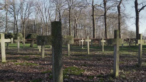 Camera moving forward through military cemetery Video stock 293082727