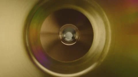 Camera moving inside golden metal tube. Stainless steel copper clean pipe Stockbeeldmateriaal 245229835