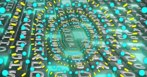 Camera moving inward tightening 3D rings rotating pulsing drawing eye inward Stock Footage 320585957