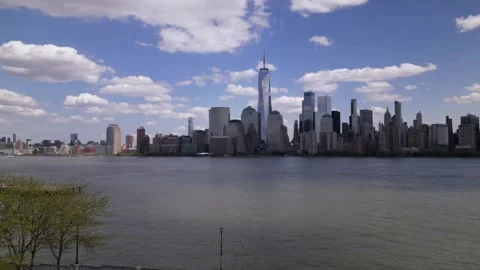 Camera moving left and open view to New York City Stock Footage 240688637