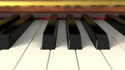 Camera moving over classic piano keyboard, seamless loop Video stock 143950248
