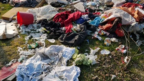 Camera moving over human trash Stock Footage 105629873