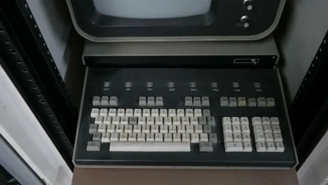 Camera Moving Over Old Keyboard Stock Footage 121664704