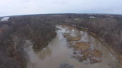 Camera moving over river in fall before first snow Stock Footage 49750360