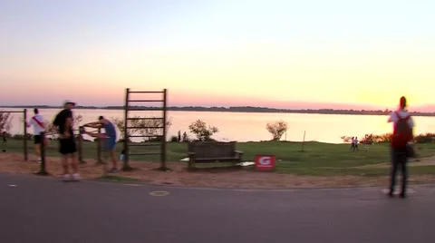 Camera moving with people exercising Stock Footage 47378835