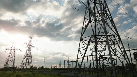 Camera moving sideways looking at electricity Stock Footage 249700226