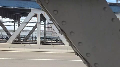 Camera moving  through the Bridge between Manhattan and Brooklyn Stock Footage 282683730