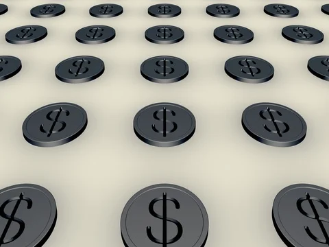 Camera moving through dollar coins, seamless loop Stock Footage 77617439