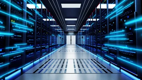 Camera Moving Through Rack Servers in Data Center. Big Data Storage. Modern Stock Footage 158730271