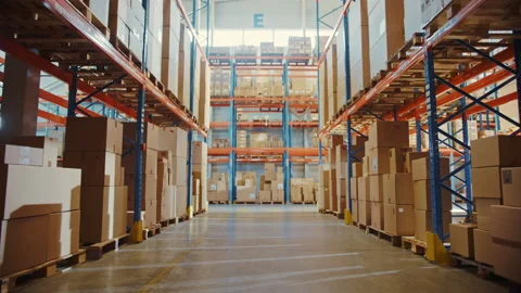 Camera Moving Through Warehouse Stock Footage 139529795
