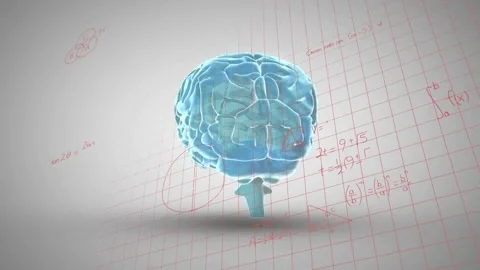 Camera moving in while clear blue brain rotating, revealing form and layering Stock Footage 330676337