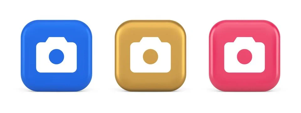 Camera multimedia application content creation digital button 3d realistic ic イラスト素材