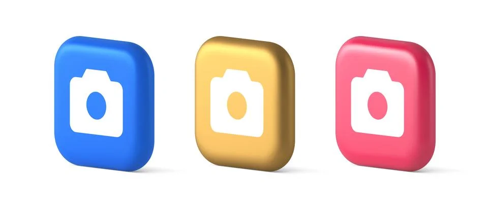 Camera multimedia application content creation digital button 3d realistic ic Stock Illustration