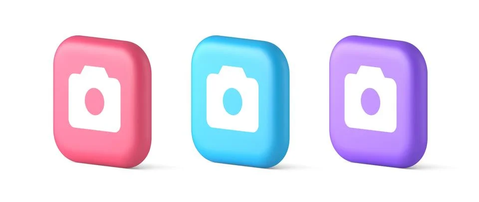 Camera multimedia application content creation digital button 3d realistic ic Stock Illustration