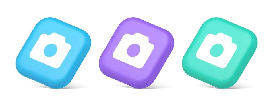 Camera multimedia application content creation digital button 3d realistic .. 库存插图