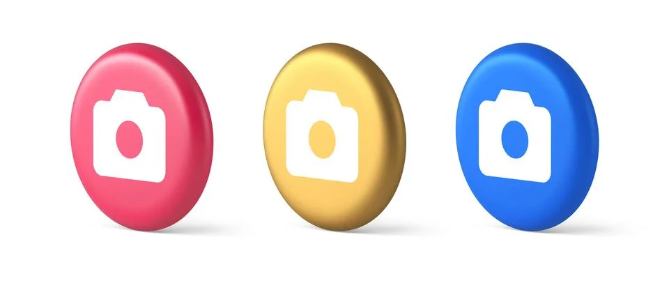 Camera multimedia application content creation digital button 3d realistic .. Stock Illustration