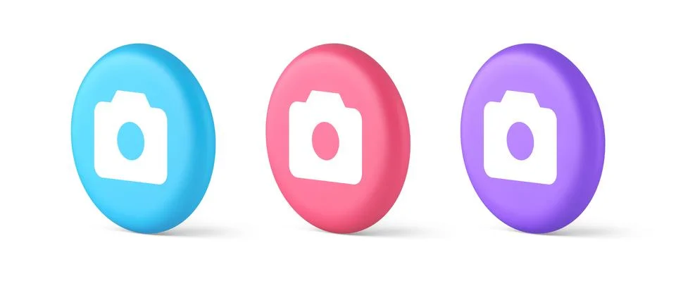 Camera multimedia application content creation digital button 3d realistic bl イラスト素材