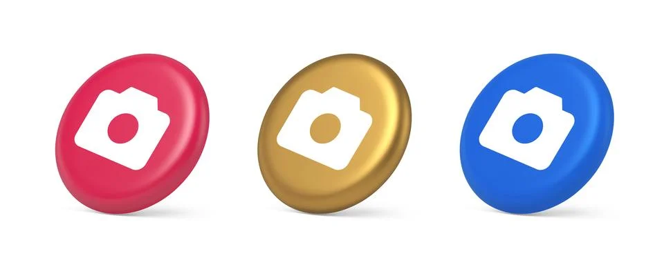 Camera multimedia application content creation digital button 3d realistic .. Stock Illustration