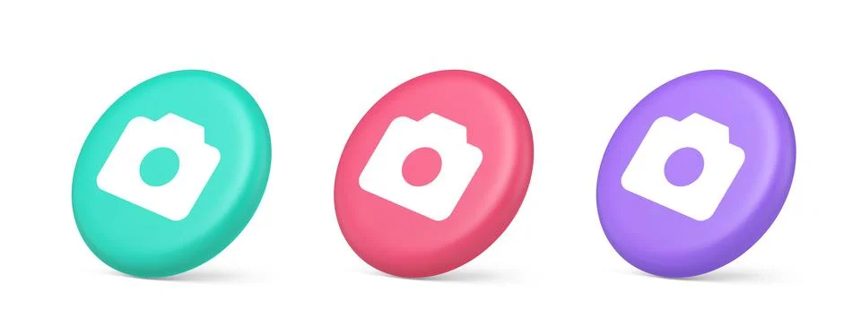 Camera multimedia application content creation digital button 3d realistic gr 스톡 일러스트