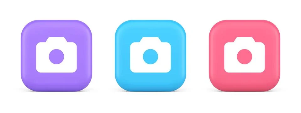 Camera multimedia application content creation digital button 3d realistic ic Stock Illustration