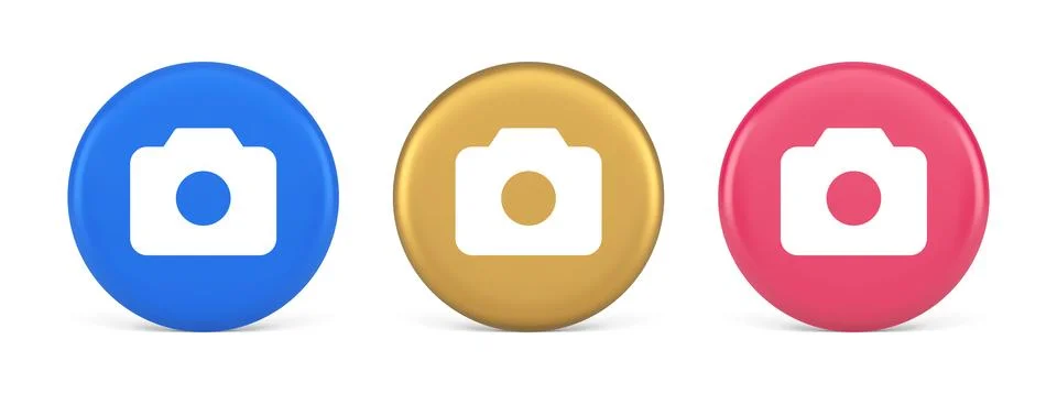 Camera multimedia application content creation digital button 3d realistic .. Stock Illustration