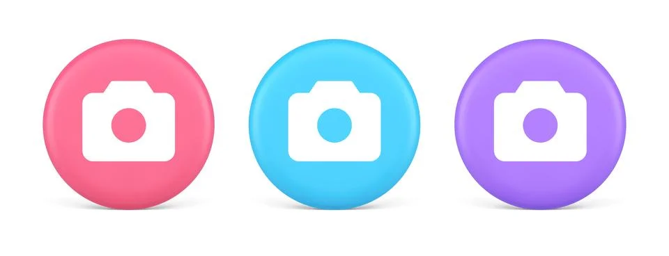 Camera multimedia application content creation digital button 3d realistic pi イラスト素材