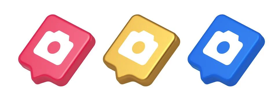 Camera multimedia application content creation digital button 3d realistic sp 스톡 일러스트