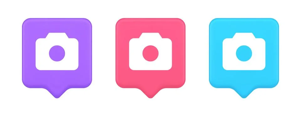 Camera multimedia application content creation digital button 3d realistic sp イラスト素材