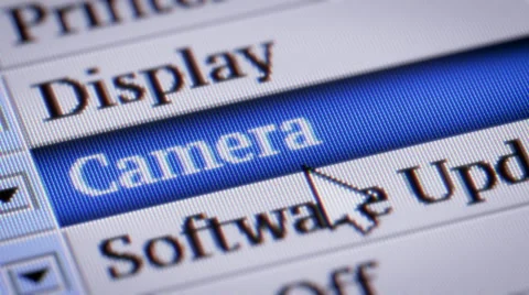 Camera. My own design of program menu. Stock Footage