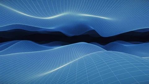 Camera navigating into a 3d digital blue wavy surface loop Stock Footage 124222165