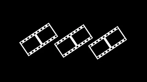 Camera negative files shape icon animation on white background Stock Footage 289551625