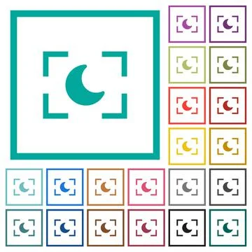 Camera night mode flat color icons with quadrant frames Stock Illustration