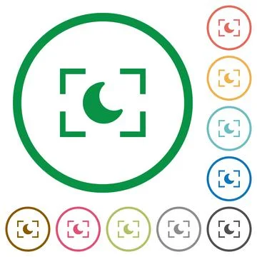 Camera night mode flat icons with outlines Illustrazione stock