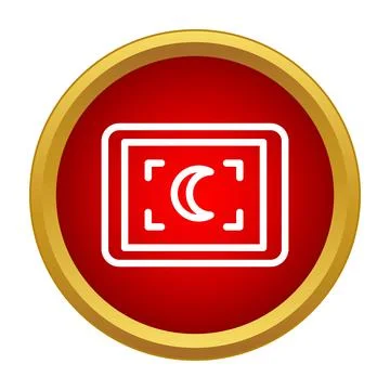 Camera night mode setting icon on red button Stock Illustration
