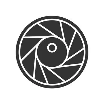 Camera objective black glyph icon. Aperture extension concept. Pictogram for  Stock Illustration