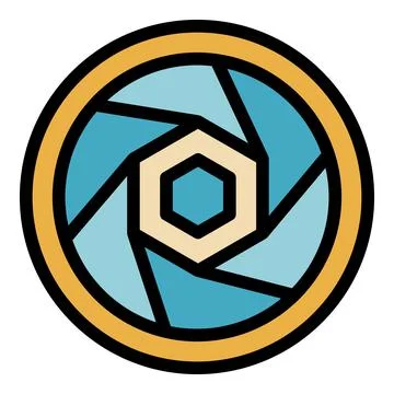 Camera objective icon color outline vector Stock Illustration