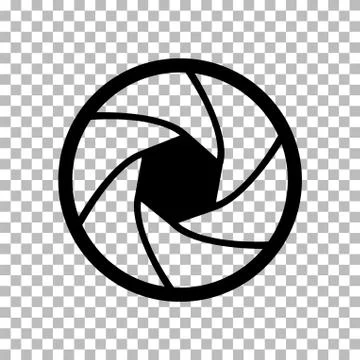 Camera objective icon on transparent. lens diafragma sign. flat style. Stock Illustration