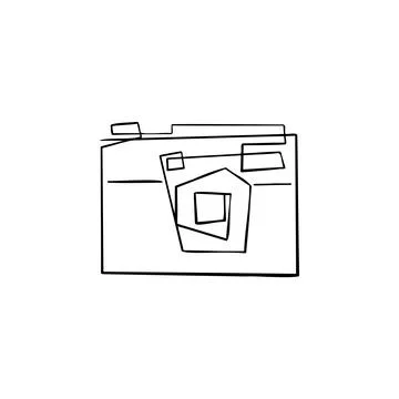 Camera one line vector illustration art hand draw . Stock Illustration