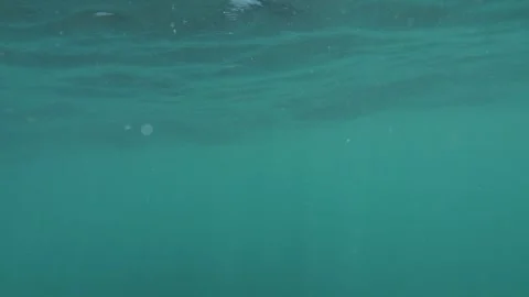 Camera on open sea dips underwater, then breaks surface; a drowning simulatio Video stock 252887733