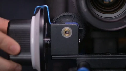 Camera Operator Adjust Follow Focus Stock Footage 84301524