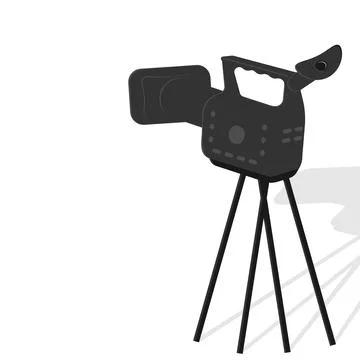 Camera operator, dark gray, black. White background. Stock Illustration