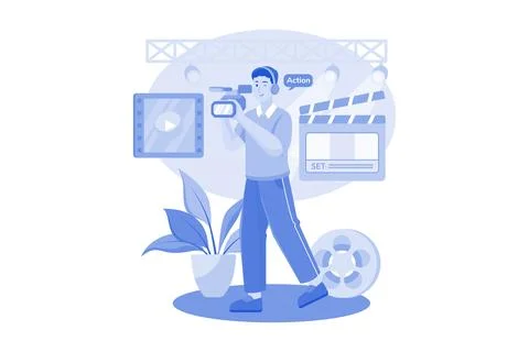 Camera Operator framing visual stories. 库存插图