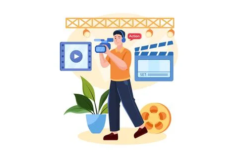 Camera Operator Illustration concept on white background Stock Illustration